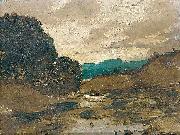 Karl Heffner Sunset over the river oil painting artist